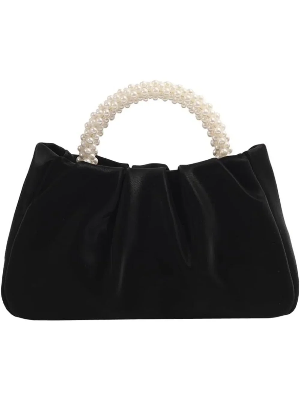 👜Women's Black Leather Wedding Party Pearl Elegant Clutch Purse Magnetic Snap